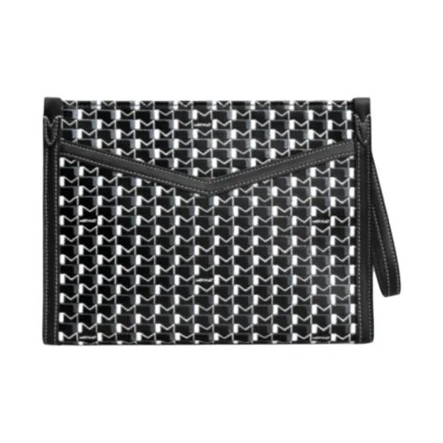 Moynat Холст и Кожа Комбинированный Клатч Женский Черный Белый