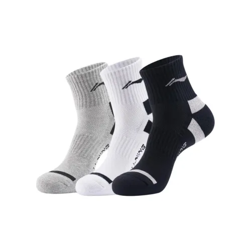 LINING Combo Set Черный+Белый+Серый Мужской MID Носки до икры
