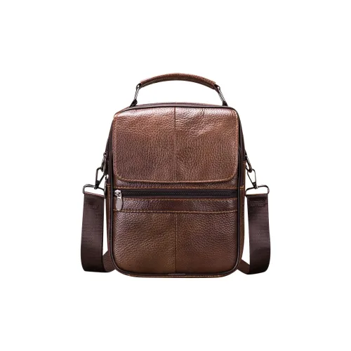 DOSRFINI Коровья кожа Сумка через плечо Стандартная Мужская Кофейно-коричневый Черный Темно-кофейный