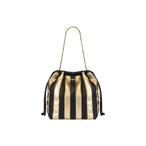 MOSCHINO Sheepskin Bucket Bag Single Shoulder Bag Women's Black Gold MOSCHINO Овчина Ведро Сумка Одно Плечо Сумка Женская Черный и Золото