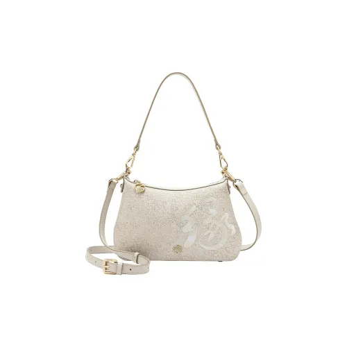 Ancient Yi Xi Сумка через плечо из коровьей кожи плечевая сумка среднего размера женская кокосово-белая