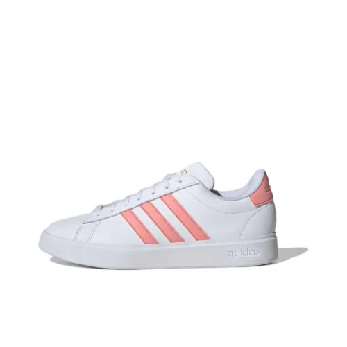 Adidas GRAND COURT Slip-resistant Abrasion-resistant Low Top Skateboard Shoes Unisex White Pink Adidas GRAND COURT Противоскользящие Устойчивые к истиранию Низкие Кеды для скейтбординга Унисекс Белый Розовый