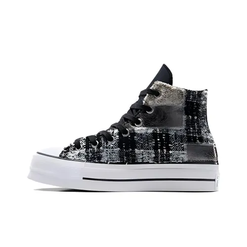 Converse Chuck Taylor All Star Lift Платформа Искусственная кожа Tartan Высокие кеды Унисекс Черный