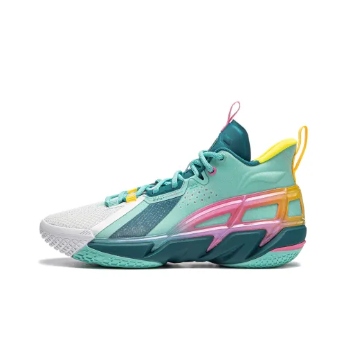 LINING Anti FIVE 4 Амортизация Устойчивый к истиранию Дышащий MID Топ Баскетбольные кроссовки Мужской Зеленый Белый