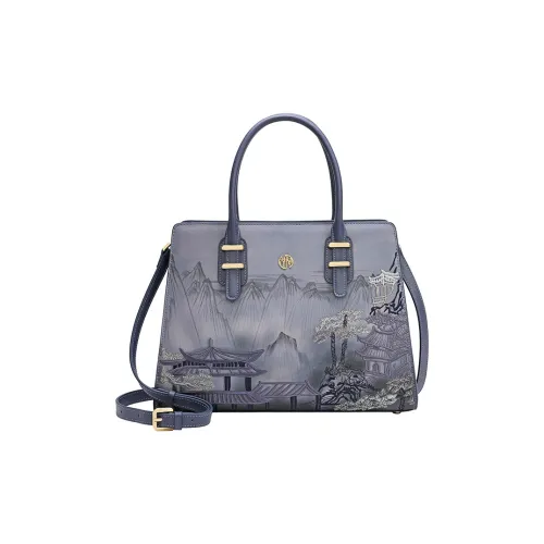 Ancient Yi Xi Коровья кожа Средний Aged Mom Сумка Сумка через плечо Женская Темно-синий