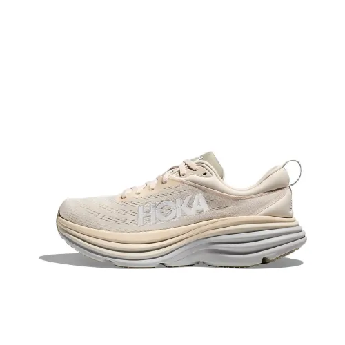 HOKA ONE ONE Bondi 8 Slip-on Устойчивый к истиранию Низкий Топ Беговые кроссовки Мужские Белый Синий
