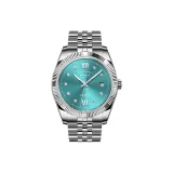 Серебряный корпус, ледниково-голубой стальной браслет