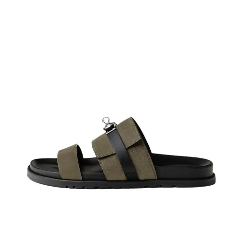 HERMES Шлепанцы Мужские Зеленые