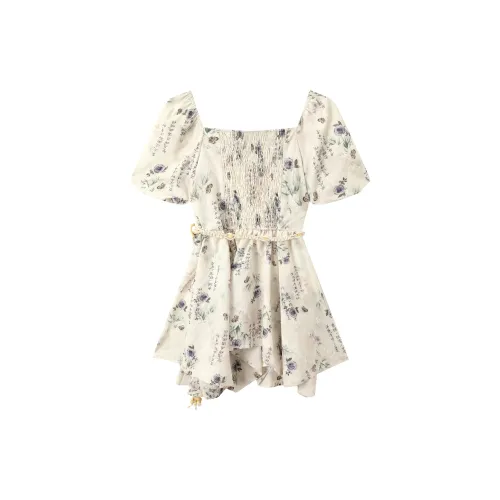 ZCDECO Короткое платье с короткими рукавами женское цвет экрю