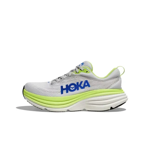 HOKA ONE ONE Bondi 8 Slip-resistant Abrasion-resistant Low-top Беговые кроссовки Мужские Серый Зеленый