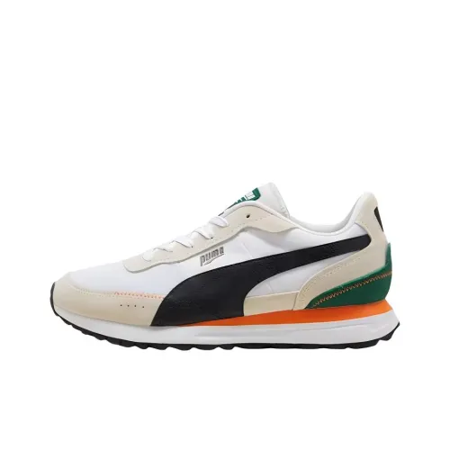 PUMA Road Rider Slip-Resistant Abrasion-Resistant Low Top Training Running Shoes Men's Beige White Black PUMA Road Rider Slip-Resistant Abrasion-Resistant Низкий Топ Тренировочные Беговые Кроссовки Мужские Бежевый Белый Черный