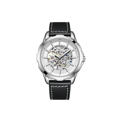 KUERST Автоматический Механический Механизм Естественная Кожа Ремешок Часы Мужские Белый Циферблат