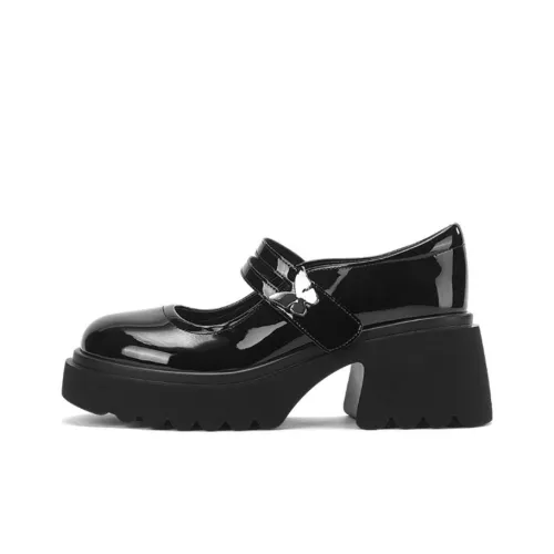 DAPHNE Грубый каблук Туфли Мэри Джейн 5,6 см Женские Черный