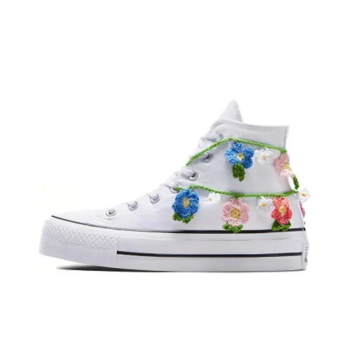 Converse Chuck Taylor All Star Lift Crochet Цветочный дизайн Высокие кеды Женские Белые