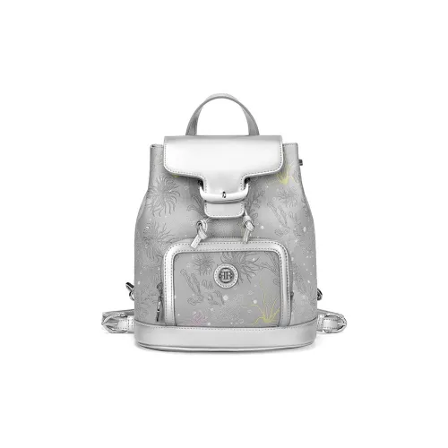 Roberta Di Camerino Коровья кожа Легкий Рюкзак Большой Женский Морской синий Серебристо-серый