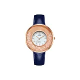 Розовое золото, корпус, белый циферблат, синий ремешок