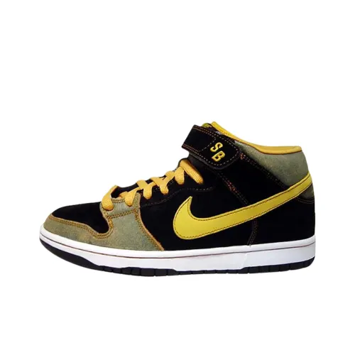 Nike Dunk SB Амортизация Износостойкий MID Топ Скейтборд Кроссовки Мужские Черные Желтые