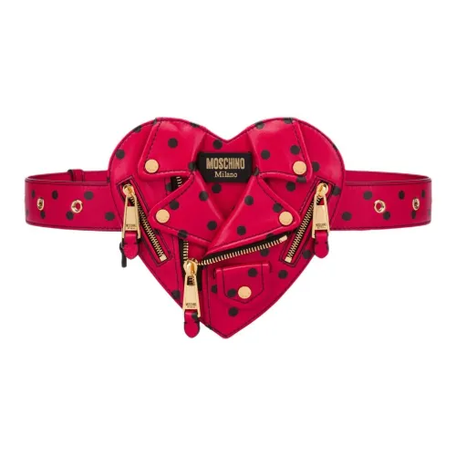 MOSCHINO Напп Кожа Сердце-Формированный Ремень Сумка Женская Красная