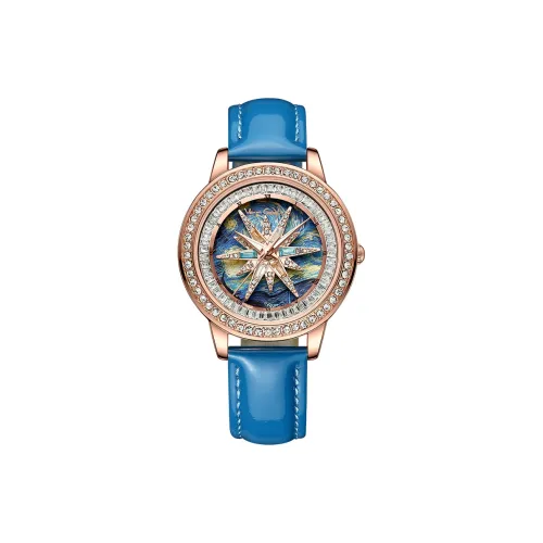 Ван Гог Кварцевый механизм Женские часы 36 мм Синий