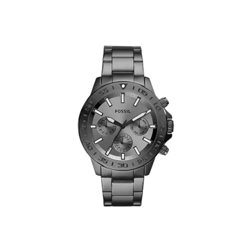 FOSSIL Bannon Collection Мужские часы Кварцевый механизм Ремешок из нержавеющей стали 45 мм Серый циферблат