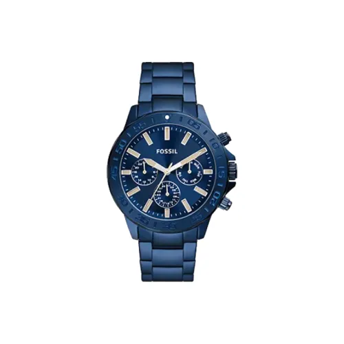 FOSSIL Наручные часы Кварцевый механизм Нержавеющая сталь Ремешок 45 мм Синий циферблат Мужские часы