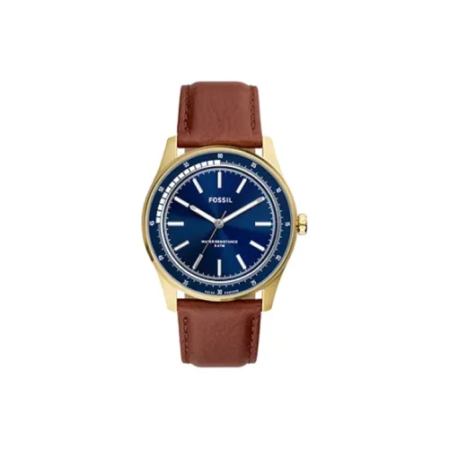 FOSSIL Наручные часы Solar Кварцевый механизм Кожаный ремешок 44 мм Синий циферблат Мужские часы