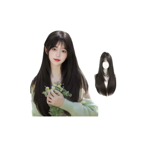 GLUNA Белый лунный свет Черный длинный Straight Парики