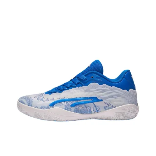 PUMA Short Resistant к истиранию Низкий Топ Повседневные Беговые кроссовки Унисекс Синий Белый