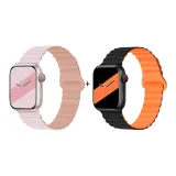 Яблоко Силиконовый ремешок - Розово-серый * Черный и оранжевый