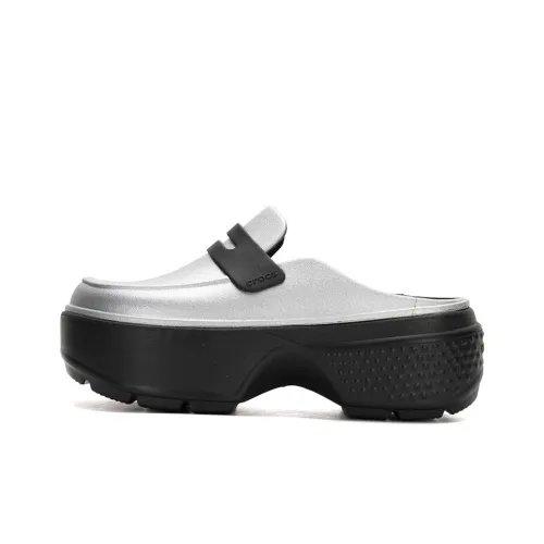 Crocs Устойчивые к истиранию Домашние тапочки Унисекс Серебряный