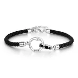 Серебряный Foot - Мобиус Браслет Черный Веревка