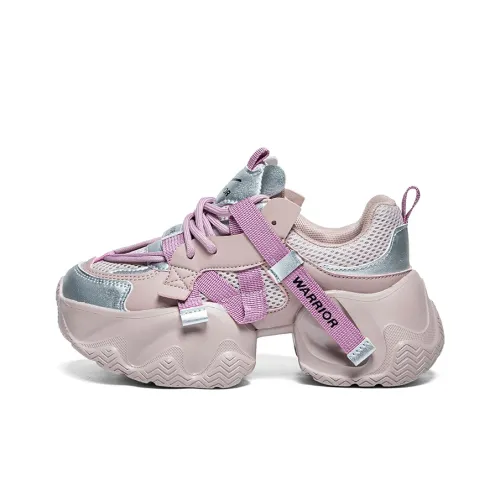Warrior Износостойкий Дышащий Легкий Увеличивающий Высоту Низкий Топ Кроссовки с Толстой Подошвой Женские Фиолетовый Серебряный