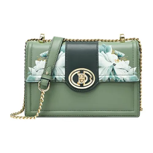 Ancient Yi Xi Коровья кожа Китайский стиль с принтом ремешок сумка через плечо женская цвет селадон