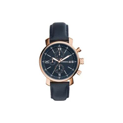 FOSSIL Наручные часы Кварцевый механизм Кожаный ремешок 42 мм Синий циферблат Унисекс