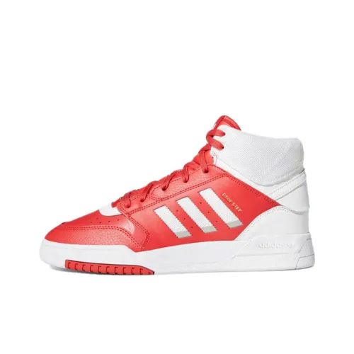 Adidas Originals Drop Step Устойчивые к истиранию высокие кроссовки для скейтбординга Мужские Белый Красный