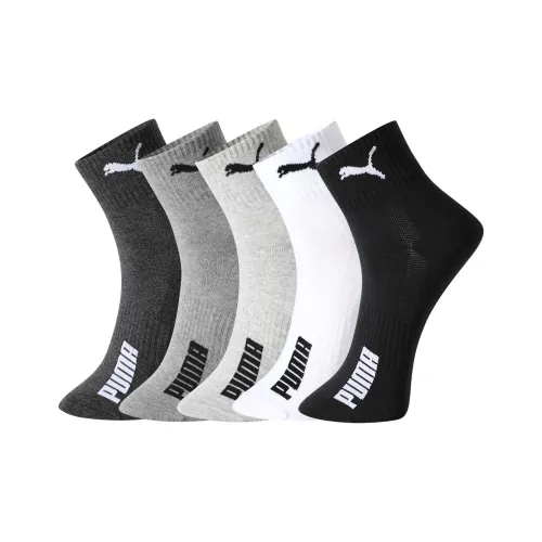 PUMA 5 пар Черный/Темно-серый/Средне-серый/Светло-серый/Белый Мужские носки MID до икры