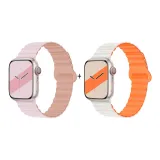 Яблоко с силиконовым ремешком - розово-серый * Звездный свет апельсин