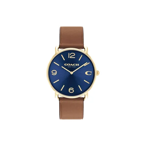 COACH Кварцевые часы кожаный ремешок 41 мм синий циферблат унисекс