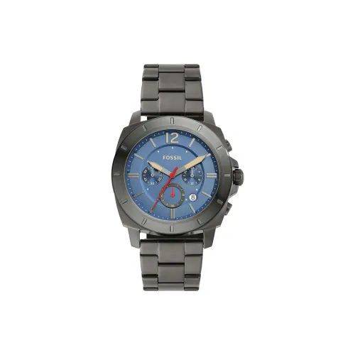 FOSSIL Наручные часы Кварцевый механизм Нержавеющая сталь Ремешок 45 мм Синий циферблат Мужские часы