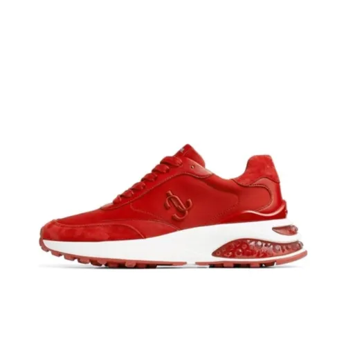 Jimmy Choo MemphiS Lace UP F Zhou Yangjie Low Top Повседневная обувь Женская Красная