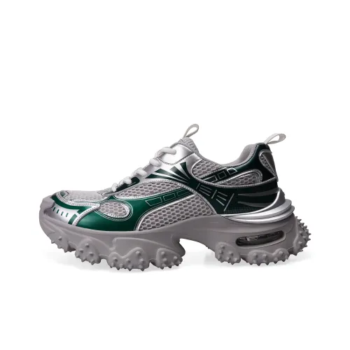 BOSSSUNWEN Низкий топ толстая подошва кроссовки унисекс серебристо-зеленый