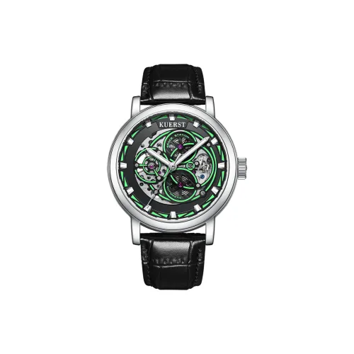 KUERST Автоматический Механический Механизм Часы Мужские Черный Циферблат