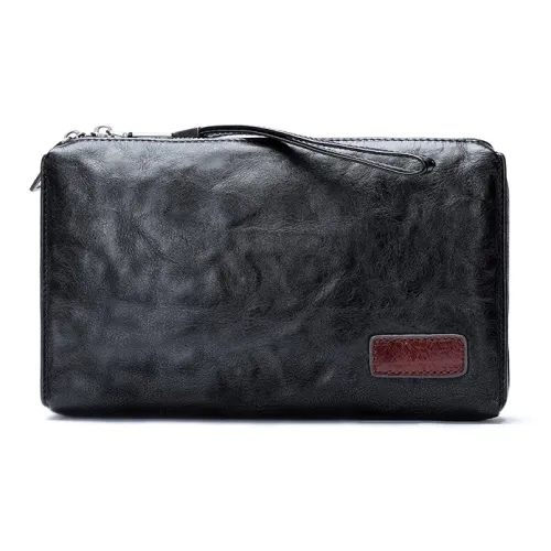 DOSRFINI Клатч из натуральной коровьей кожи маленький мужской черный