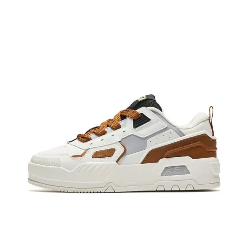 ANTA Устойчивые к истиранию низкие кроссовки для скейтбординга Мужские Белый-коричневый