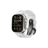 Белый ремешок, черная складная застежка.