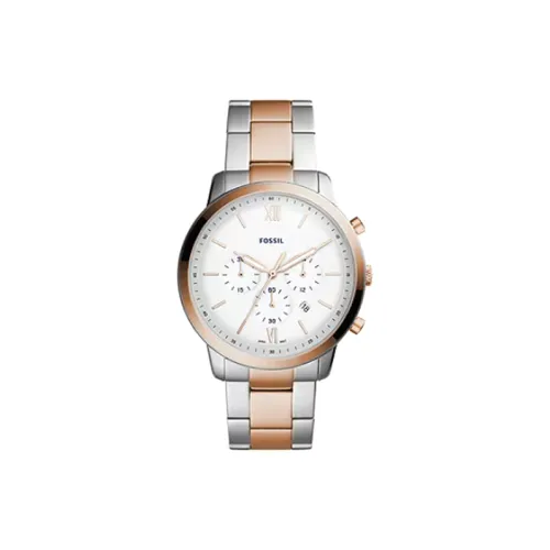 FOSSIL Наручные часы Кварцевый механизм Ремешок из нержавеющей стали 44 мм Белый циферблат Мужские часы