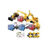 【Экстра-большой Утолщенный 6-Пачка】Высококачественная Подарочная Коробка + 6 Инженерных Грузовиков + Набор Шоссейных Знаков из 17 Штук