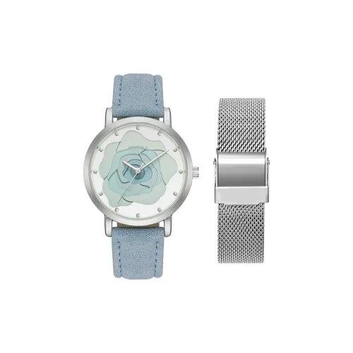 NAFISA Rose Collection Кварцевый механизм Искусственная кожа Ремешок Часы Женские Синий циферблат