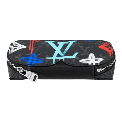 LOUIS VUITTON Холст и кожа Футляр для очков And Чехол для очков Большой Мужской Черный