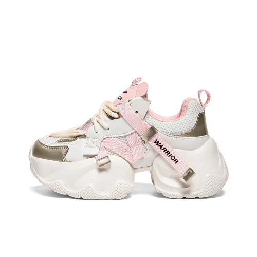 Warrior Износостойкий Дышащий Легкий Увеличивающий Высоту Низкий Топ Кроссовки с Толстой Подошвой Женские Бежево-Золотого Цвета
